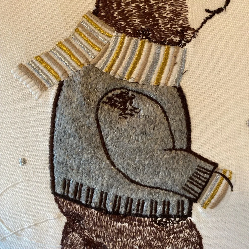 Ice Skating Bear Sweater Wearing With Scarf Pillow 18x18”